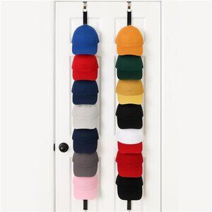 Over the Door Cap Rack Organizer 2 Pack Holds Up to 16 Baseball Hats Hat